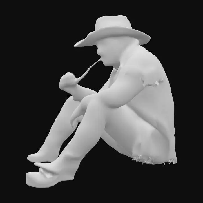 3D model for a cowboy resting by the camp fire