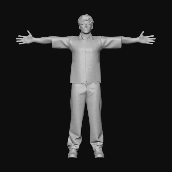 3D model for “Create a hyper-realistic, cinematic 3D character inspired by a 1960s Alcatraz escapee. The character is a lean man in his early 30s with short light brown hair, a narrow jawline, defined cheekbones, and a focused, determined gaze that reflects quiet resilience. His skin shows subtle signs of hardship—fine lines, slight weathering, and natural imperfections.
He is wearing a worn black-and-white striped prison uniform with realistic fabric texture, faint fraying at the seams, and natural folds. Include sturdy, plain work shoes. Ensure anatomically accurate hands with five fingers on each hand.