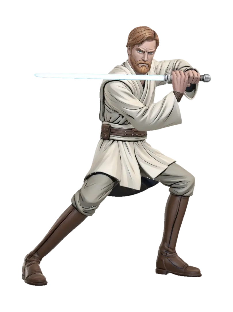 Jedi Knight in Attack Stance 3D model, vytvořený pomocí AI