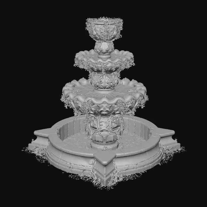 3D model for An overgrown fountain with 3 layers, no water