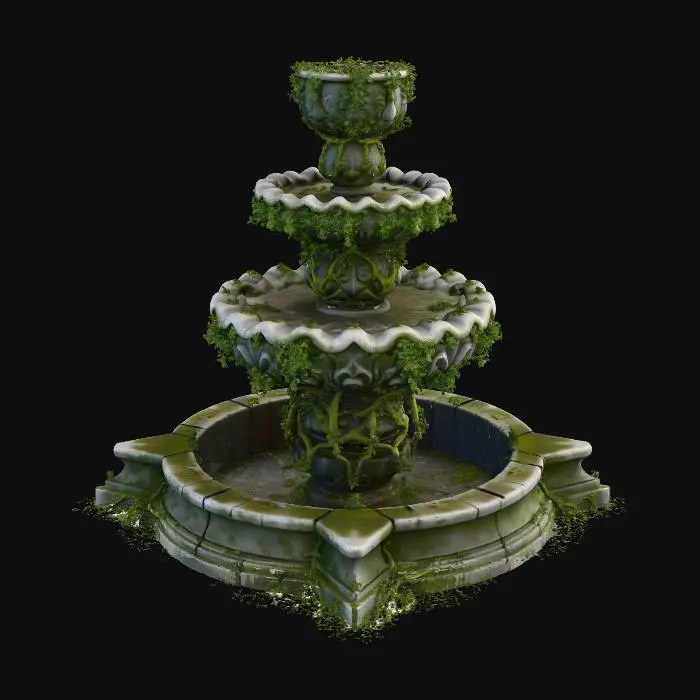 3D model for An overgrown fountain with 3 layers, no water