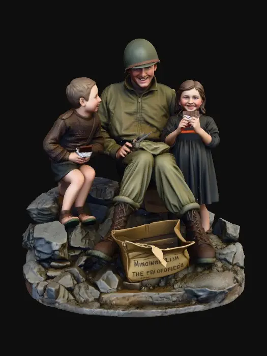 3D model for Soldier Sharing Chocolate wartime Christmas , #Christmas2025#