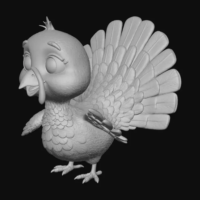 3D model for #Thanksgiving#, trukey with big cute eyes playfull kid friendly 
anime like
