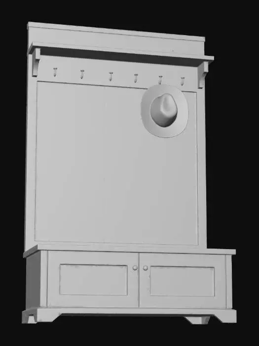 3D model for Wooden Hallway Storage Bench