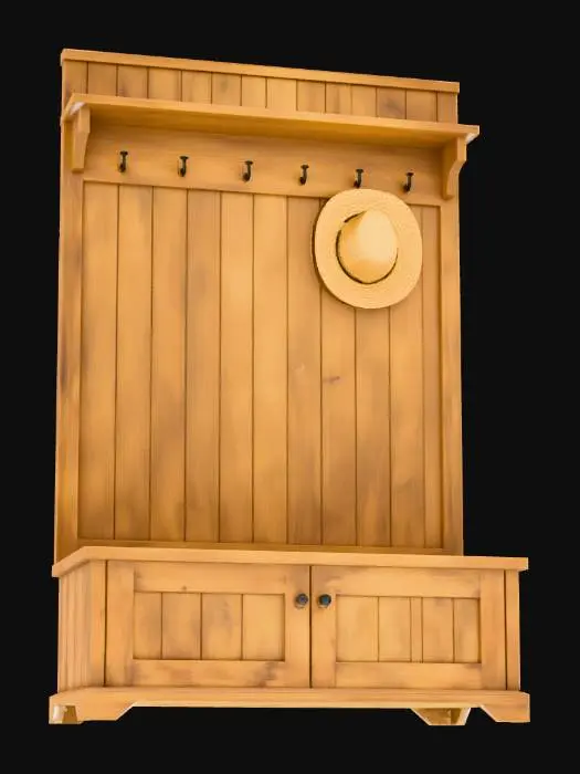 3D model for Wooden Hallway Storage Bench