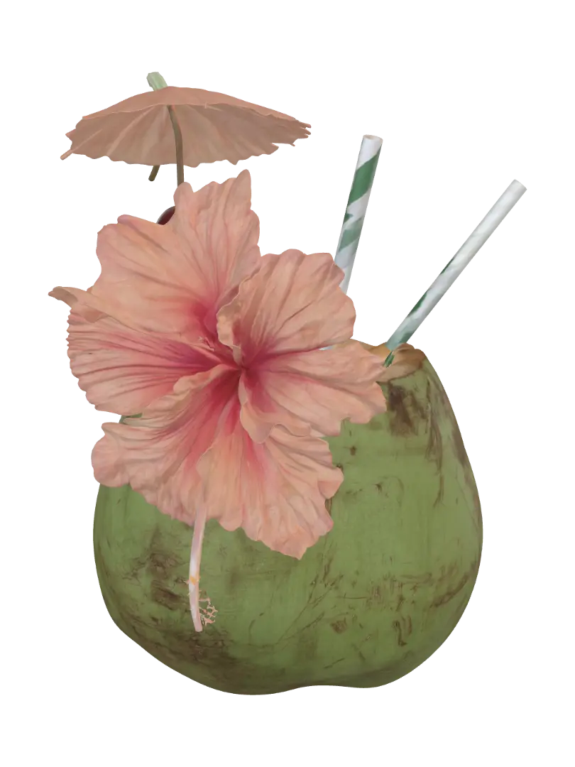 Hibiscus Coconut Cocktail 3D model, vytvořený pomocí AI