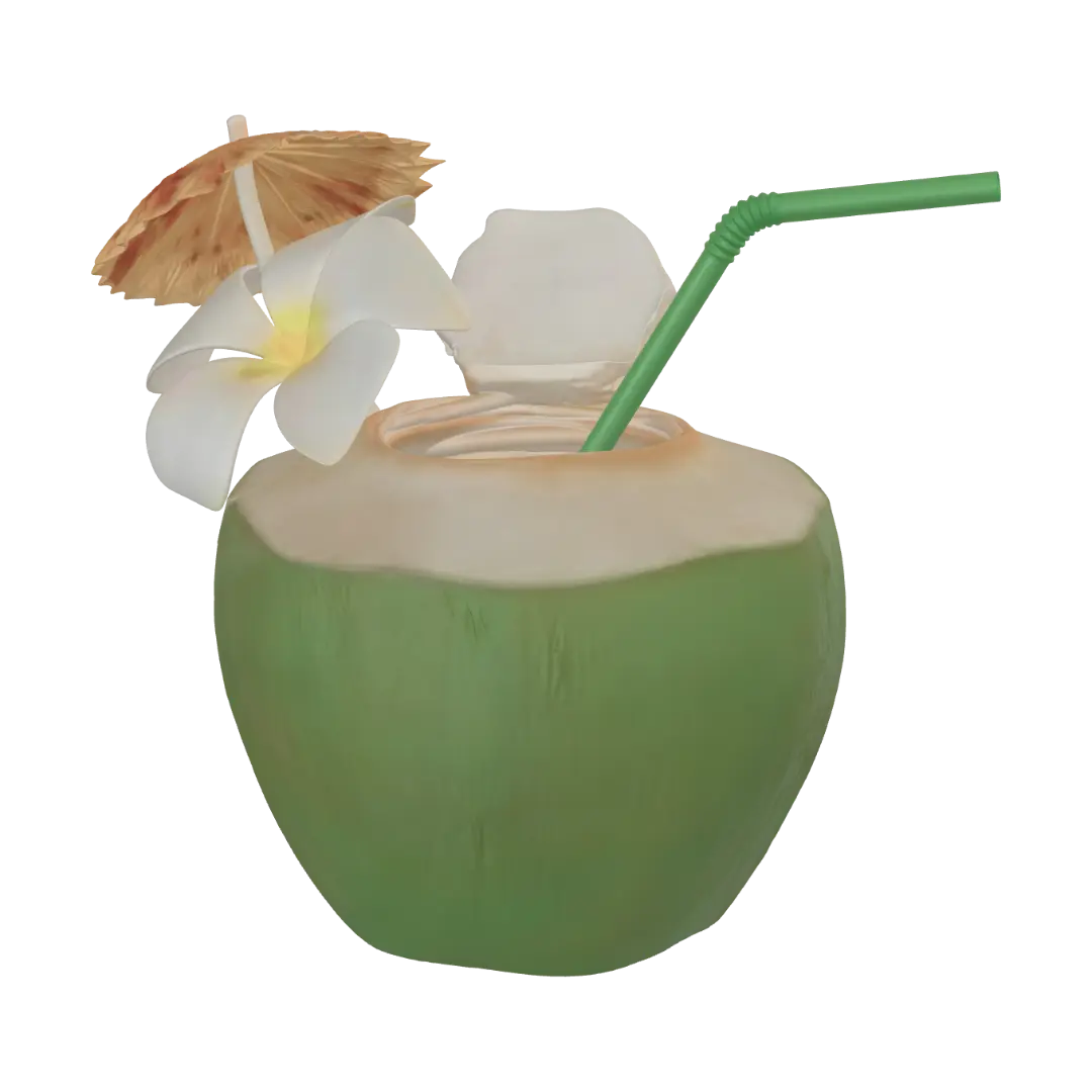 Coconut Breeze 3D model, vytvořený pomocí AI