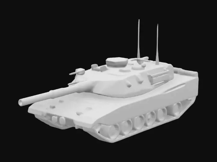 3D model for a highly detailed low poly, blocky voxel art style model of a M1 Abrams Tank. 240p resolution. realistic looking 
pixel art style