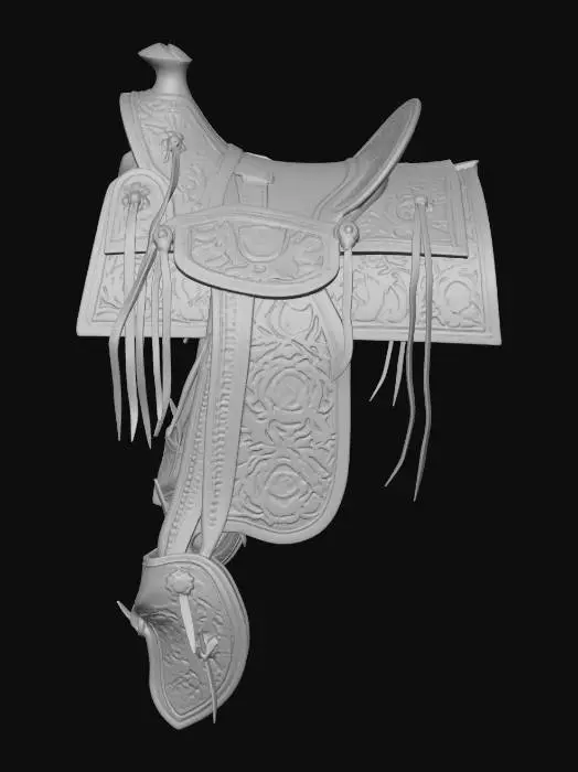 3D model for Ornate Floral Tooled Western Saddle