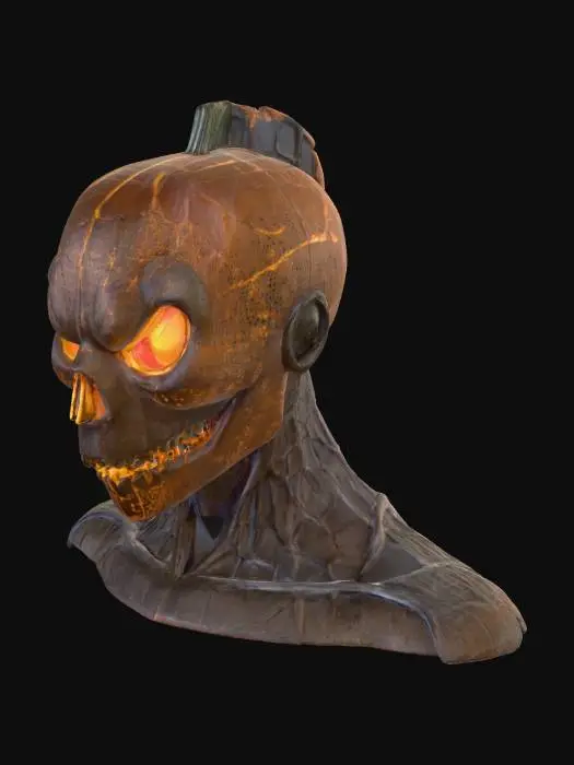 3D model for Pumpkin mesh mask with glowing eyes, FullHD PBR texture, ideal for spooky avatars , #PBR# #Halloween#