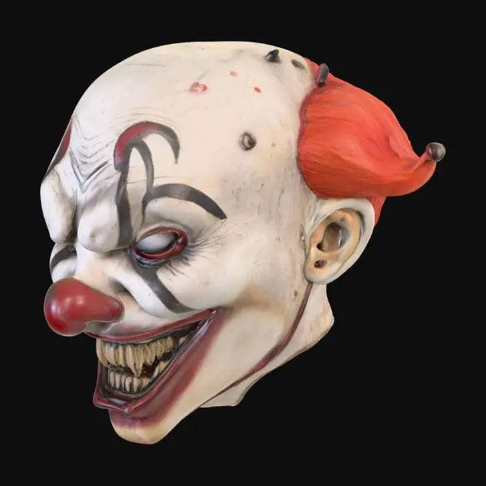3D model for Creepy clown mesh mask with weathered paint #PBR# #Halloween#