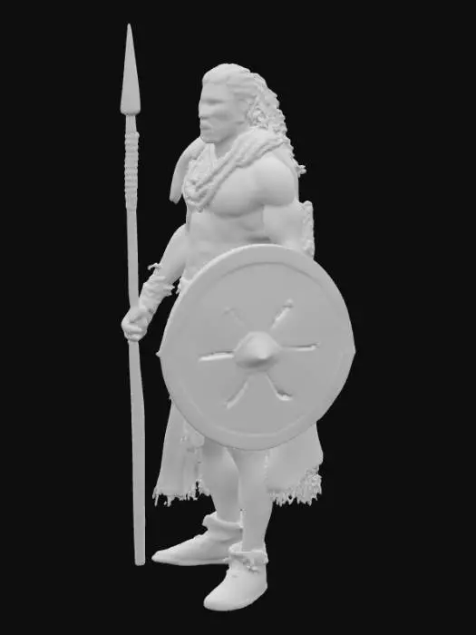 3D model for muscular south african ancien zulu warrior
