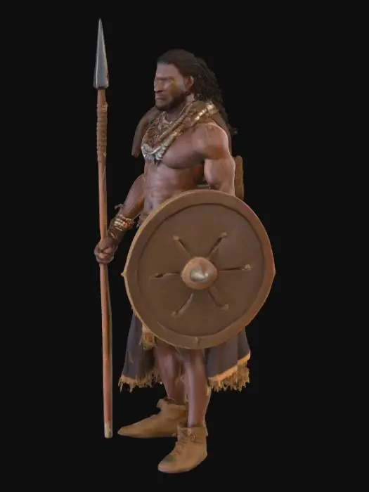 3D model for muscular south african ancien zulu warrior
