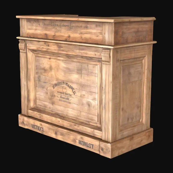 3D model for Wooden Reception Counter