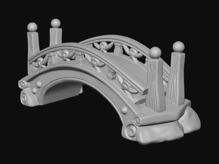 3D model for fairy garden bridge, easily 3d printable, solid smooth plastic, realistic look