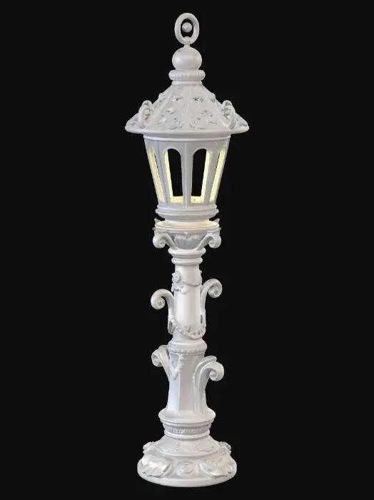 3D model for fairy garden lamp post, easily 3d printable, solid smooth plastic, realistic look
