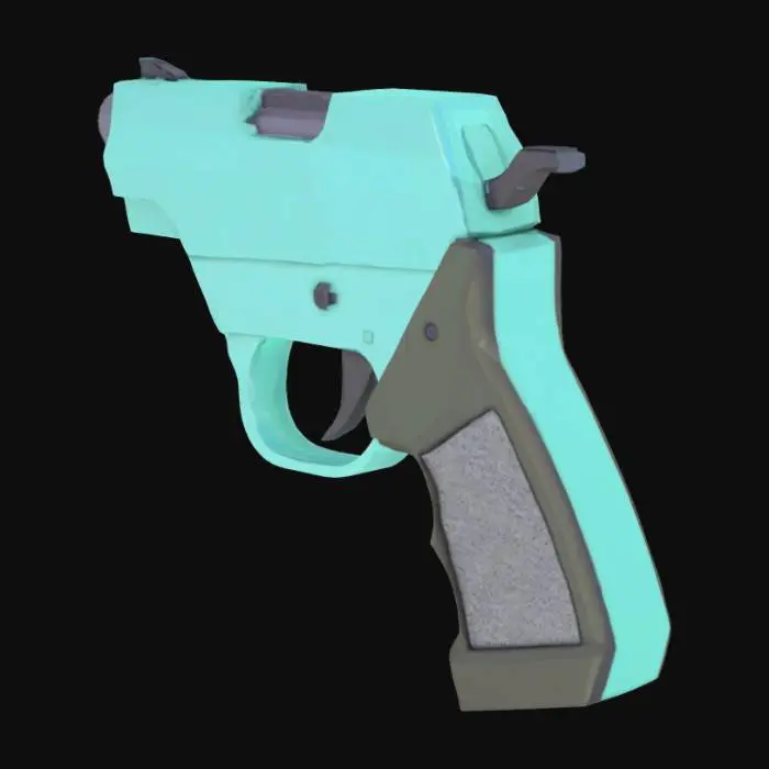 3D model for Low poly, pixel art, handgun