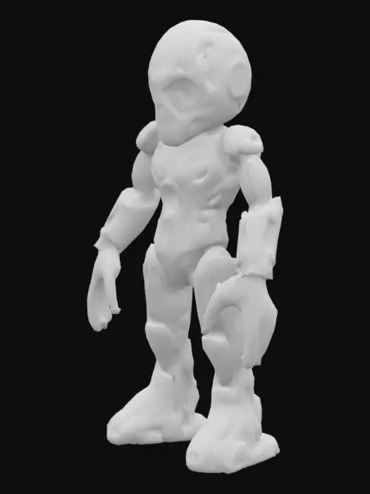 3D model for A hyper-realistic corrupted humanoid Roblox avatar, infected by a digital virus, with melted synthetic flesh,red binary code glowing across a decaying arm, set against a harsh yellow spotlight background.