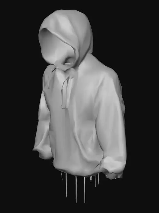 3D model for tattered dirty black hoodie cloth a-pose The Silent Enigma