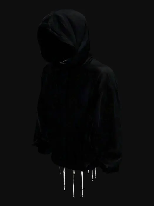 3D model for tattered dirty black hoodie cloth a-pose The Silent Enigma