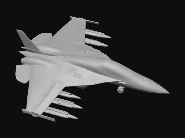 3D model for futurastic fighter aircraft with missiles