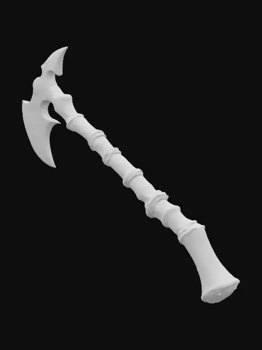 3D model for big axe, war axe, long, jagged, orc, rugged, adventurer, wilderness