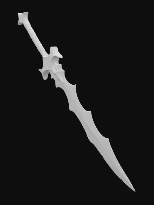 3D model for demonic sword, volcanic, big, jagged, charcoal