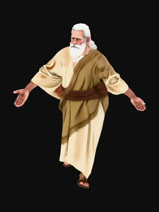 3D model for Full-body 3D model of Moses from the Passover story, ultra-realistic and rig-ready in T-pose. Elderly man with strong features, flowing white beard and hair, wearing ancient Hebrew desert robes in earth tones, a woven mantle, and leather sandals. Weathered skin, wise expression, natural proportions, clean topology for animation, PBR textures for fabric, wood, and skin under neutral lighting.

Negative Prompt:

cartoon, fantasy armor, modern clothing, blurry, stylized, low-poly, exaggerated body.