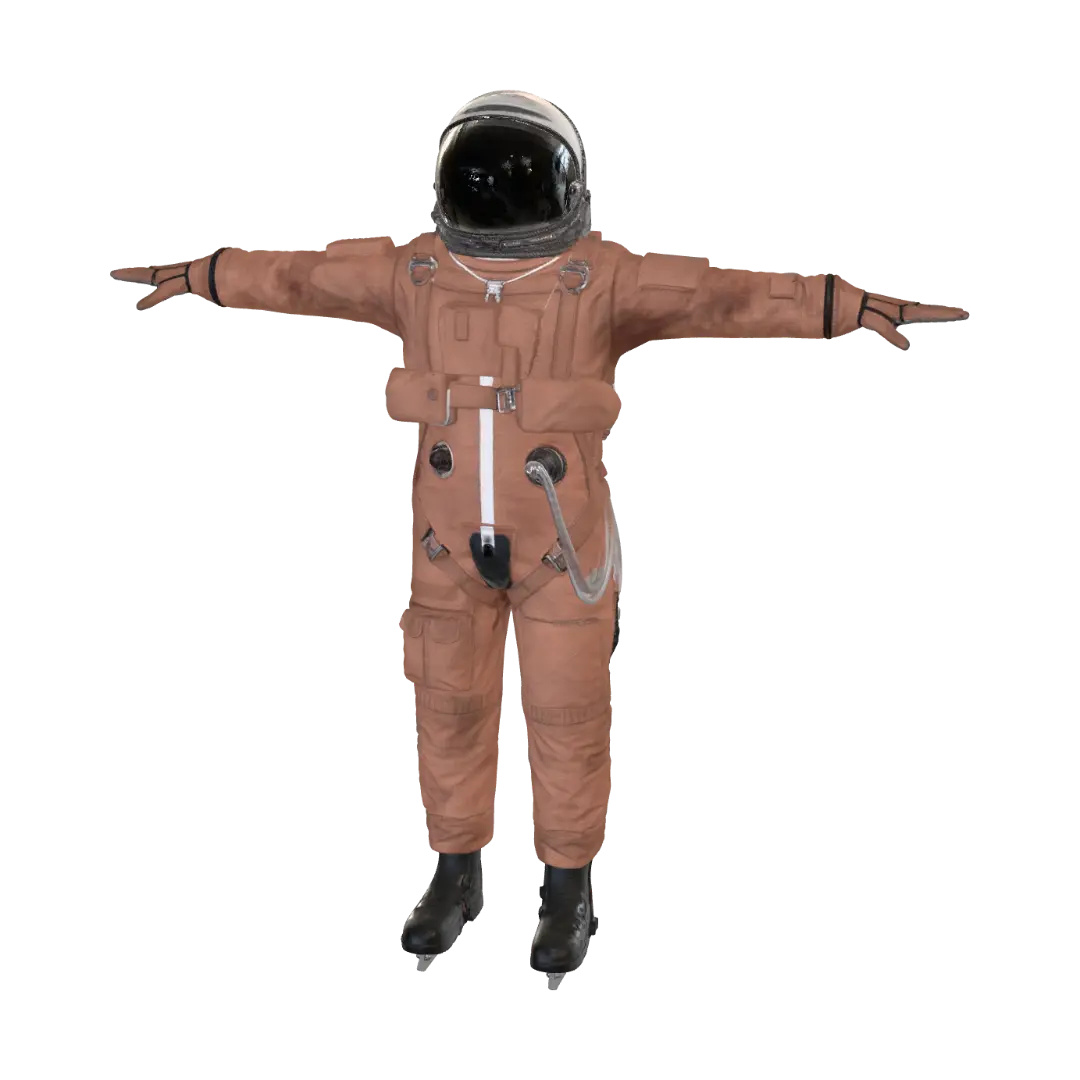 Orange Astronaut T-Pose - Neutralpose 3D model, vytvořený pomocí AI