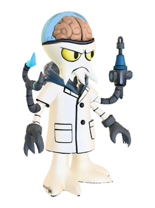Professor Squidma 3D model, vytvořený pomocí AI
