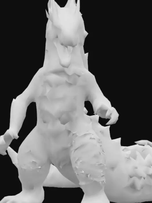 3D model for Evil Naga kaiju with armor purple gray and black color scheme