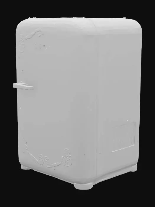 3D model for A 1950 american fancy refrigerator with closed door and one handle . highli detailed