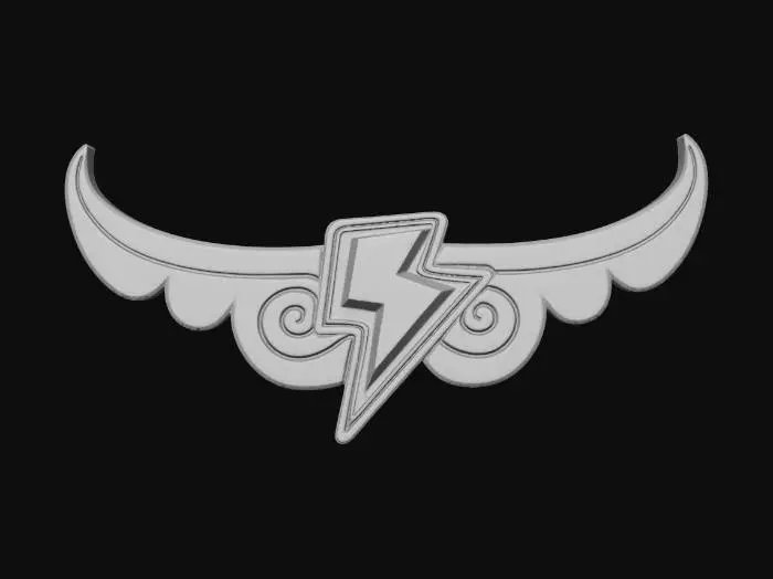 3D model for Golden Wing Emblem with Red Lightning
