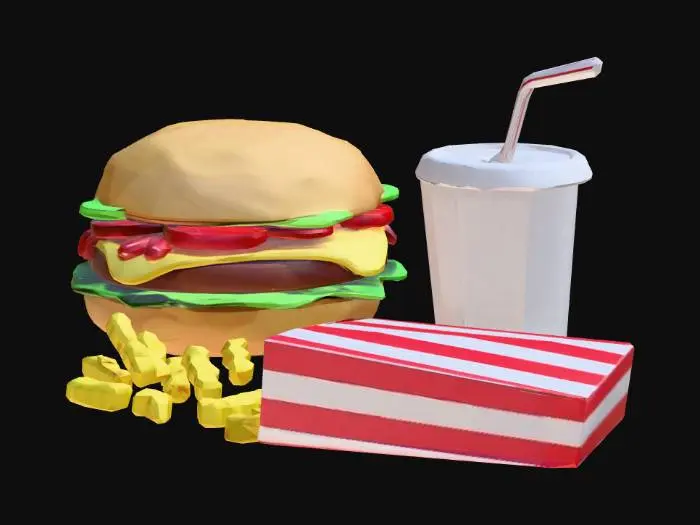 3D model for Polygonal Fast Food Still Life