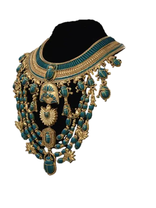 Turquoise Gold Collar Necklace 3D model, vytvořený pomocí AI