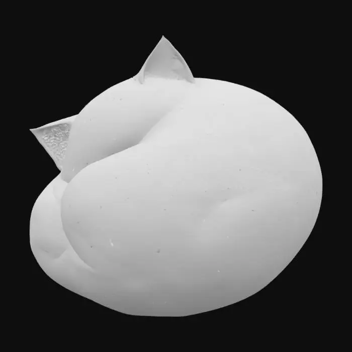 3D model for a cute realistic small orange cat curled up and sleeping peacefully 