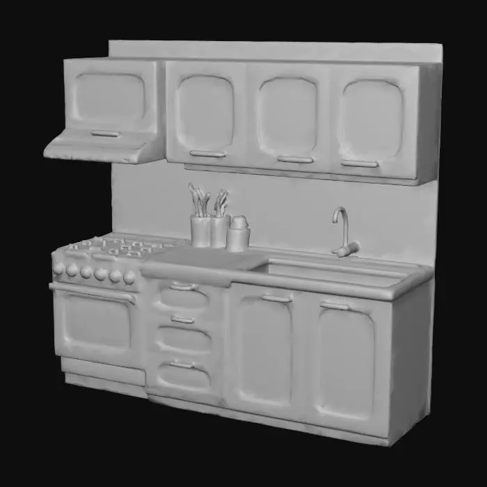 3D model for Modern Kitchen Setup