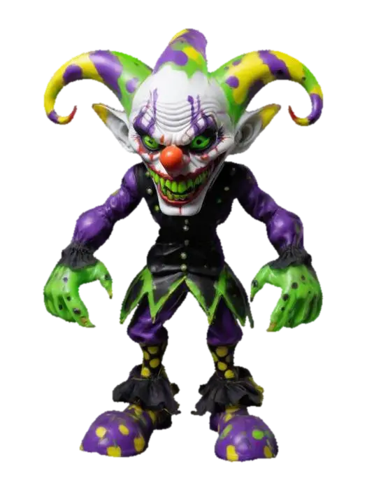 a 6.5-inch action figure of an evil clown named Jester Malice. He has a… - Actionfigure 3D model, vytvořený pomocí AI
