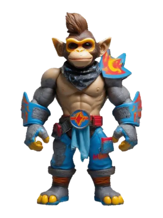 Create a 6.5-inch action figure of "Munky Thunderstrike," a hyper-detailed,… - Actionfigure 3D model, vytvořený pomocí AI