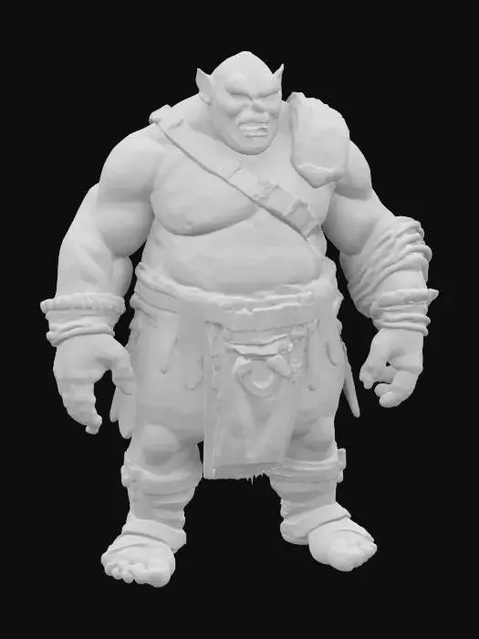 3D model for a full-body 3D model of an orc in a Claymation style inspired by Gary Platner, focusing on a dark and gritty aesthetic. The orc should be stood in an A-pose, showcase exaggerated features typical of clay figures, including oversized muscles, distinct facial expressions, and textured clay-like surfaces. With details such as rugged clothing and accessories that reflect the quirky charm of the dark world, ensuring the model is suitable for animation and retains a menacing vibe. Irregular, Rough