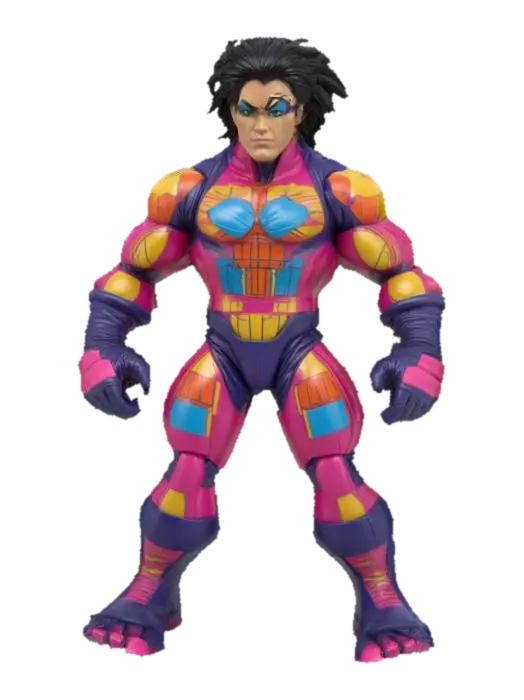 an action figure inspired by 80's-90's action figures, 80's Manga, 90's comic… - Actionfigure 3D model, vytvořený pomocí AI
