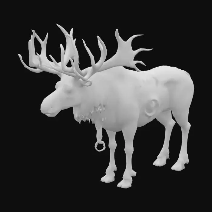 3D model for A surreal, post-apocalyptic, moose in the styles of Takahide Hori, Phil Tippett, Guillermo del Toro and Tim Burton, Highly Detailed 