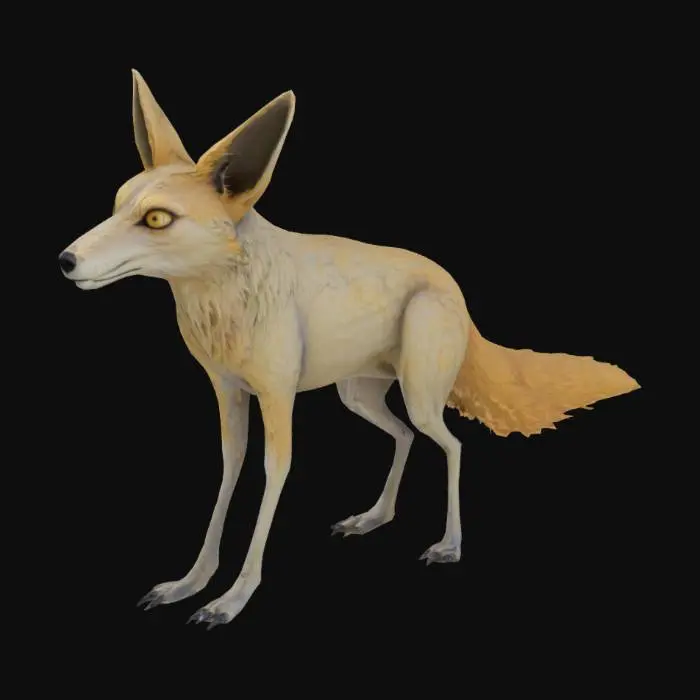 3D model for A surreal, post-apocalyptic, coyote in the styles of Takahide Hori, Phil Tippett, Guillermo del Toro and Tim Burton, Highly Detailed 