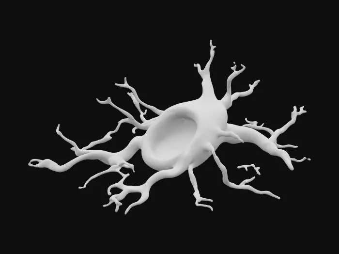 3D model for A large artery bulges up from an opening. Smaller veins come up from the opening, spreading out along the flat ground. Realistic, low polycount, not gruesome, and wet looking.