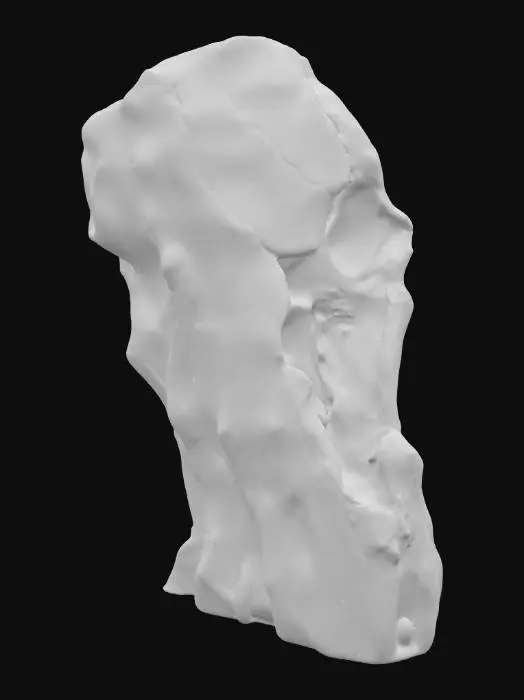 3D model for  A stone jutting out of an open wound like the trunk of a tree that was shattered by lightning. It looks like bone that sheds the outer layer like bark on a tree, but irovy.