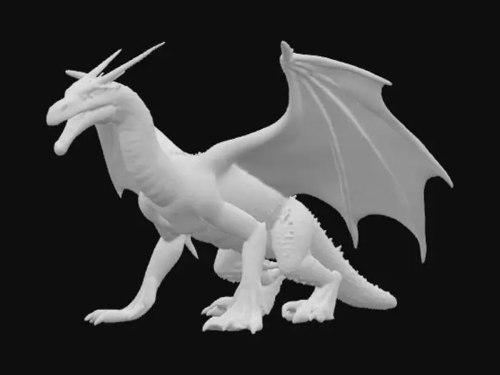 3D model for  formidable, lean wyvern-like dragon, posed in a neutral T-stance, ready for articulation. Its powerful, two-legged body is covered in tough, desaturated olive-green scales with a subtly rough texture, transitioning to a dull beige on its underbelly. Large, leathery wings, serving as its primary forelimbs, stretch with taut, semi-translucent membranes, detailed with visible veins, emphasizing a modular skeletal structure. A long, serpentine neck supports an angular, reptilian head with sharp snouts and piercing eyes. Its whip-like tail ends in a bony, pointed barb.