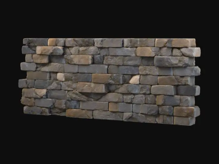 3D model for a wall made of stone bricks in a dungeon