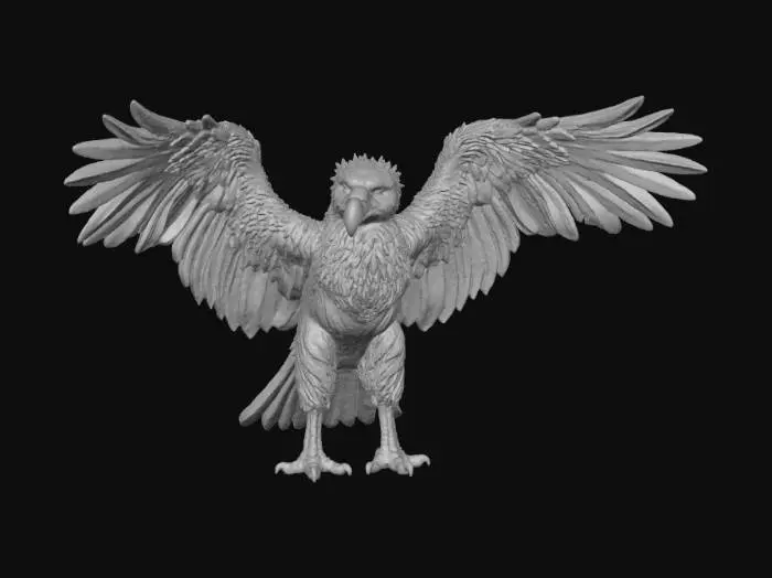 3D model for griffon mythical beast perfect posture clear feathers and  lion's 4 legs photosharp constration realistic accuracy majestic wings spread open pointed upwards