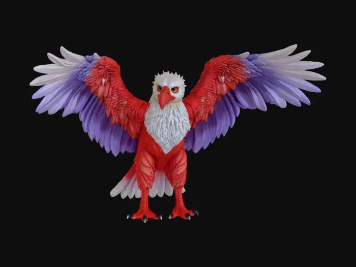 3D model for griffon mythical beast perfect posture clear feathers and  lion's 4 legs photosharp constration realistic accuracy majestic wings spread open pointed upwards