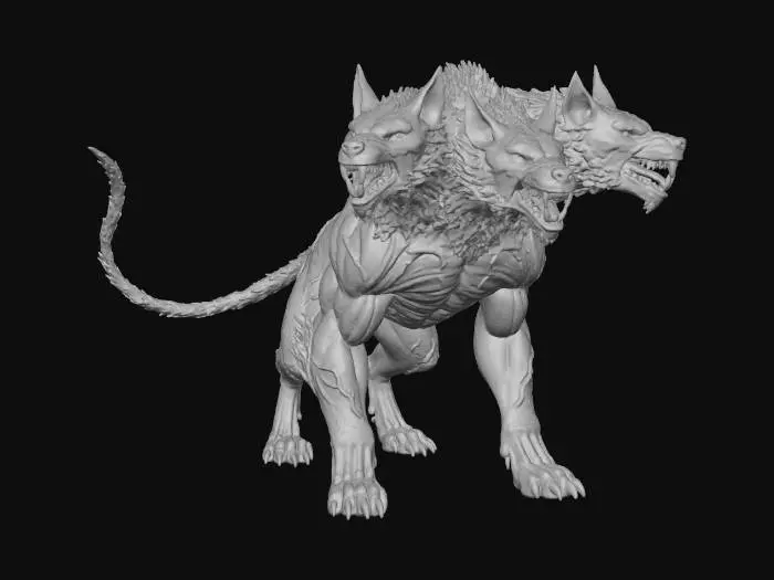 3D model for symmetrical placement of it's four legs. hell hound CHIMERA CERBERUS